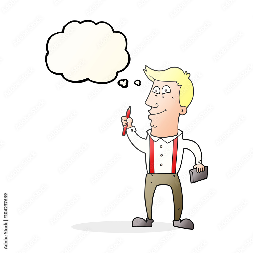 thought bubble cartoon man with notebook and pen thought bubble cartoon man with notebook and pen