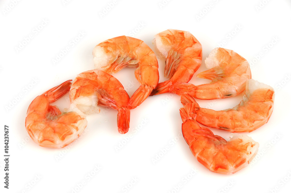 fresh cooked shrimp on white background fresh cooked shrimp on white background