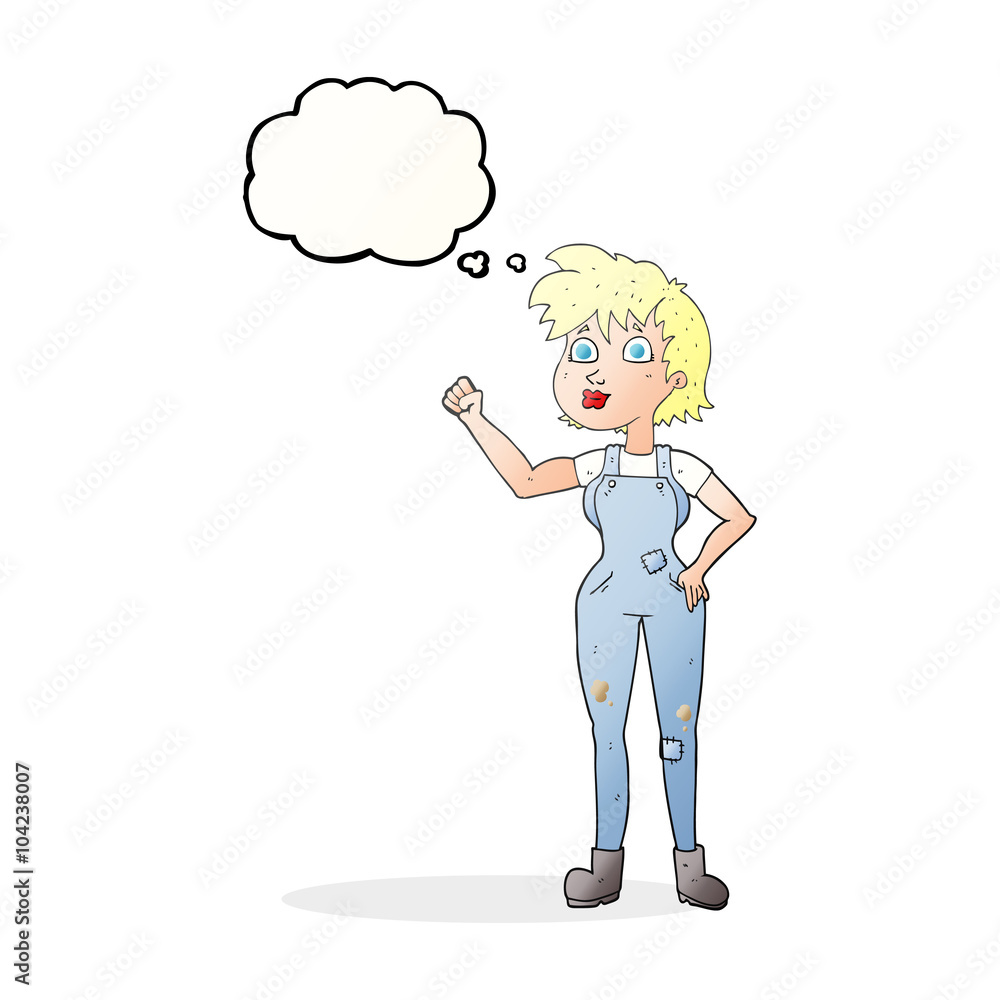 thought bubble cartoon confident farmer woman thought bubble cartoon confident farmer woman