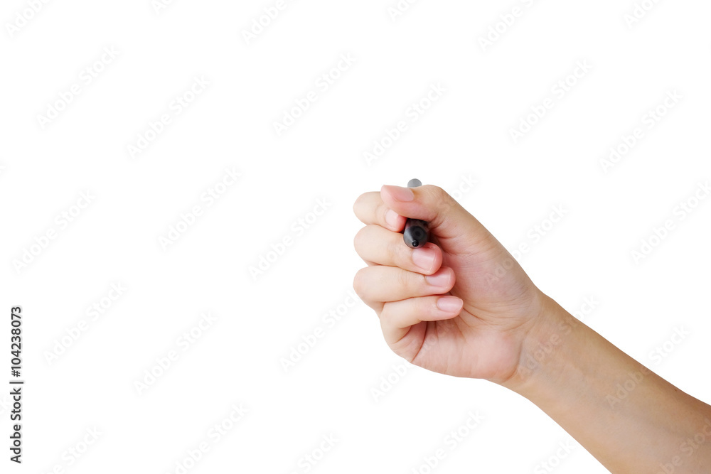 Hand writing with pen isolated on white background Hand writing with pen isolated on white background
