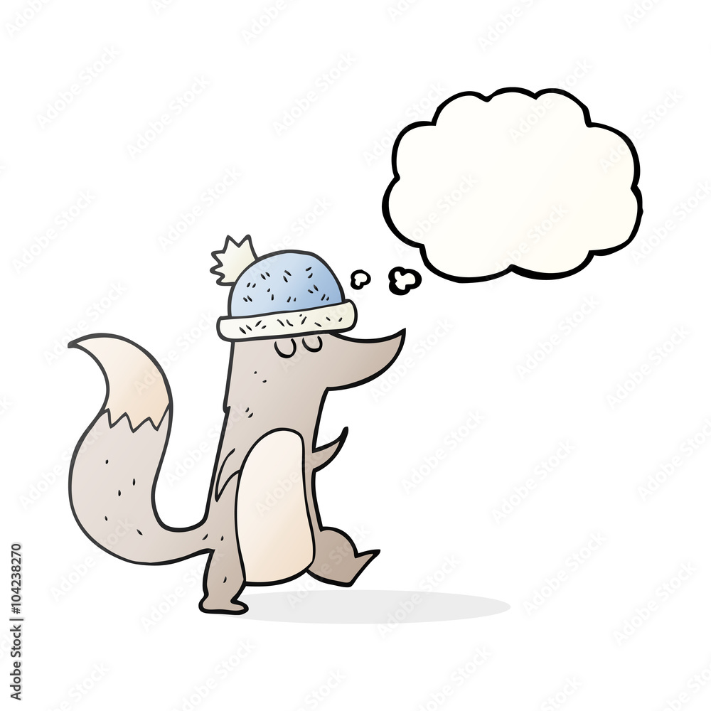 thought bubble cartoon little wolf wearing hat thought bubble cartoon little wolf wearing hat