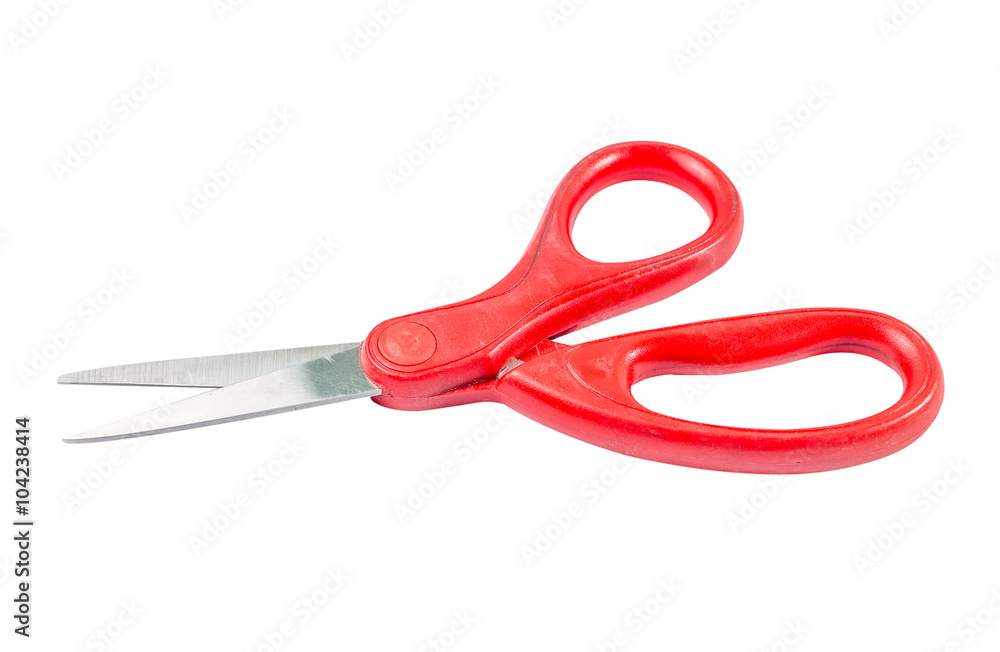 Red scissors on isolated white background Red scissors on isolated white background