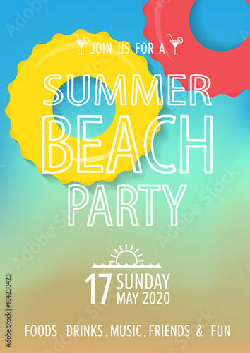 beach party invitation background. vector