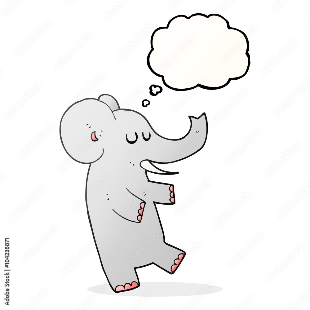 Fototapeta premium thought bubble cartoon dancing elephant