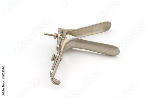 Medical equipment ,Gynecologic Speculum on white background