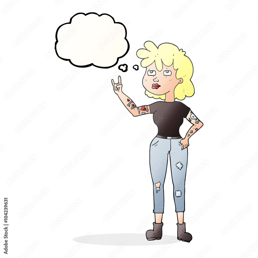 thought bubble cartoon rocker girl