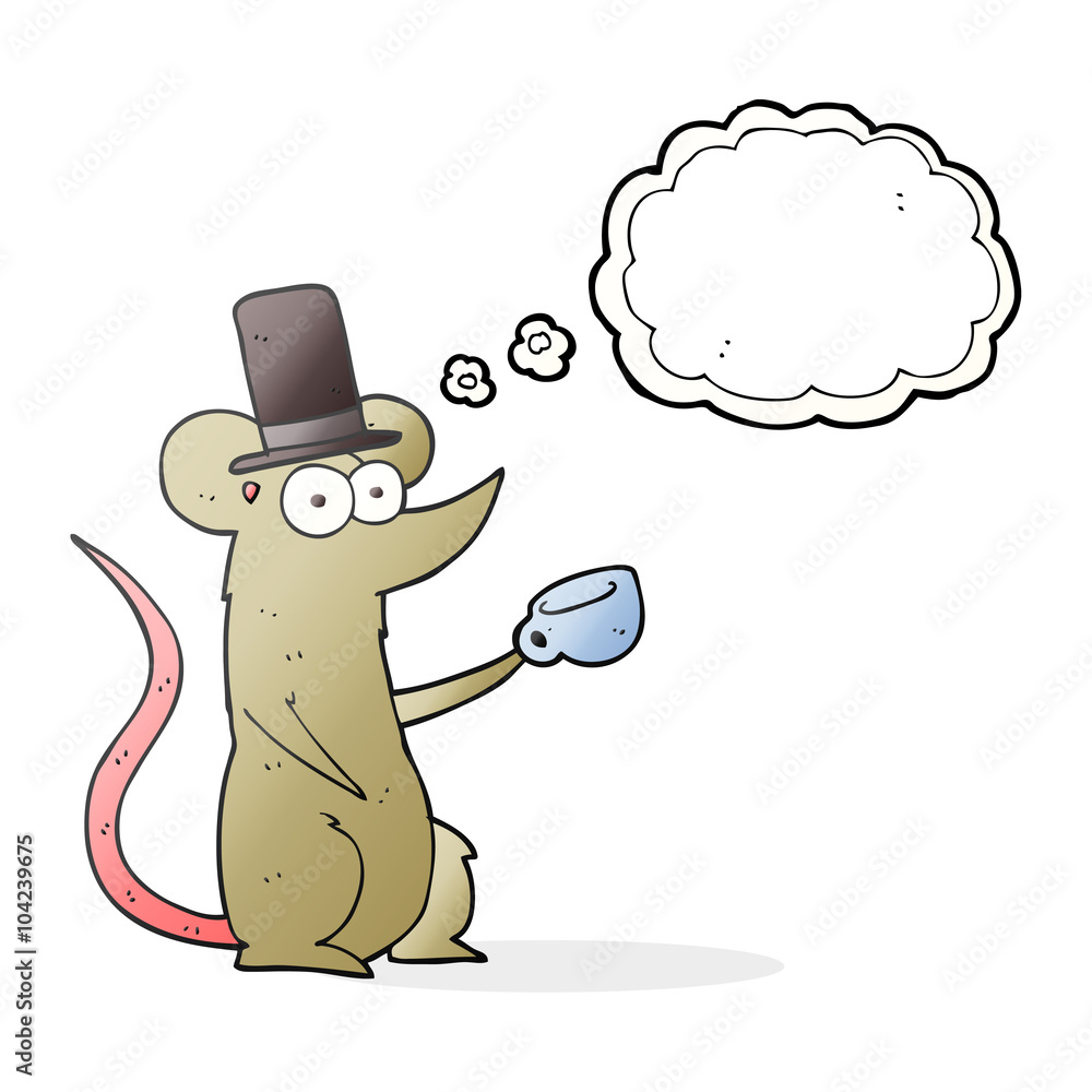 thought bubble cartoon mouse with cup and top hat thought bubble cartoon mouse with cup and top hat