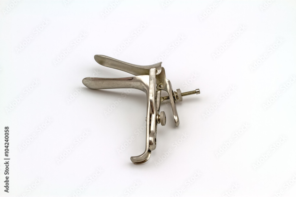 Medical equipment ,Gynecologic Speculum on white background Medical equipment ,Gynecologic Speculum on white background