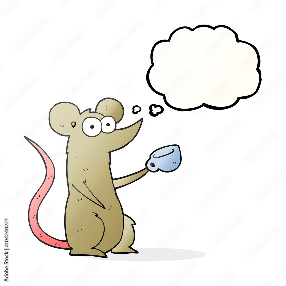 thought bubble cartoon mouse with coffee cup thought bubble cartoon mouse with coffee cup