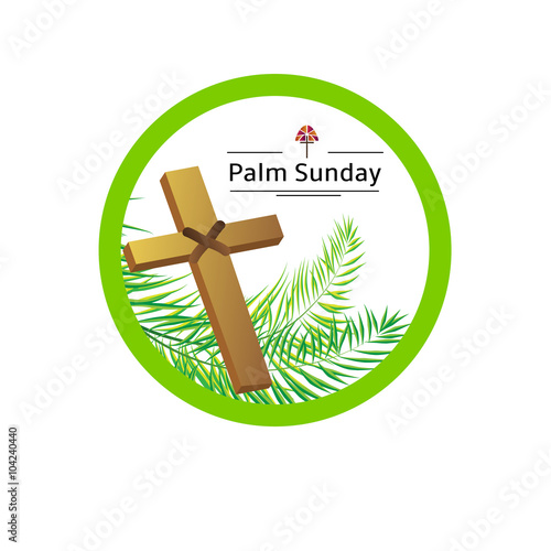 Palm sunday emblem isolated on white, vector illustration