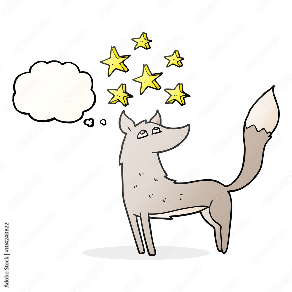 thought bubble cartoon wolf with stars thought bubble cartoon wolf with stars