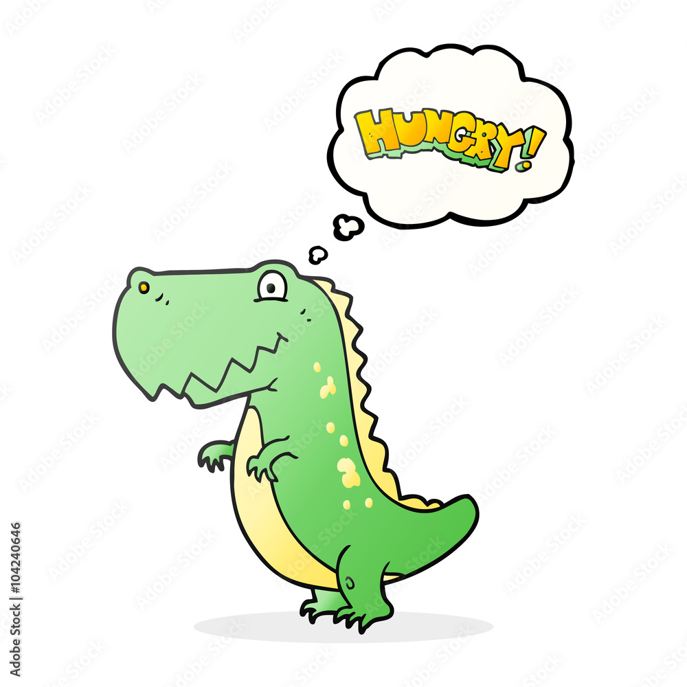 Fototapeta premium thought bubble cartoon hungry dinosaur