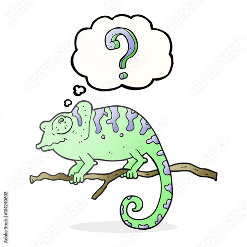 thought bubble cartoon curious chameleon