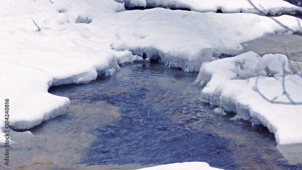 River stream with floating ice in 4K River stream with floating ice in 4K