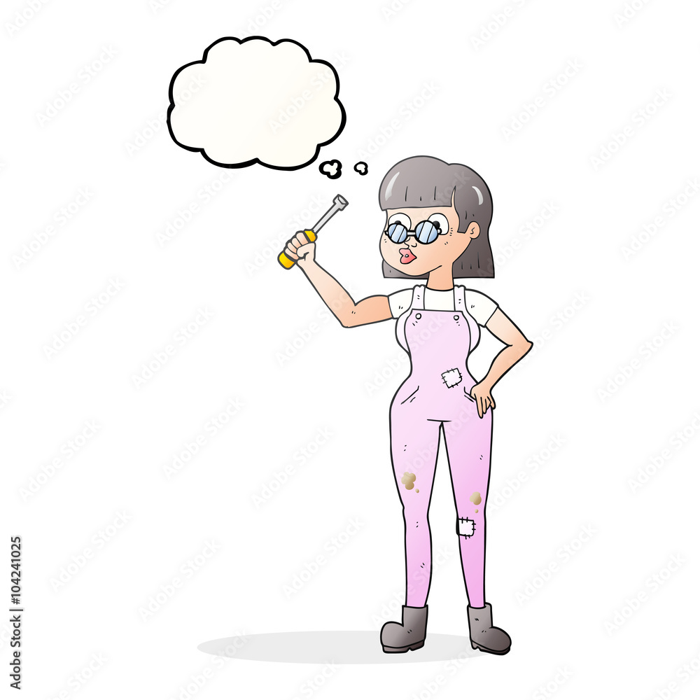 thought bubble cartoon female mechanic thought bubble cartoon female mechanic