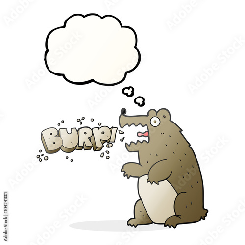 thought bubble cartoon bear burping