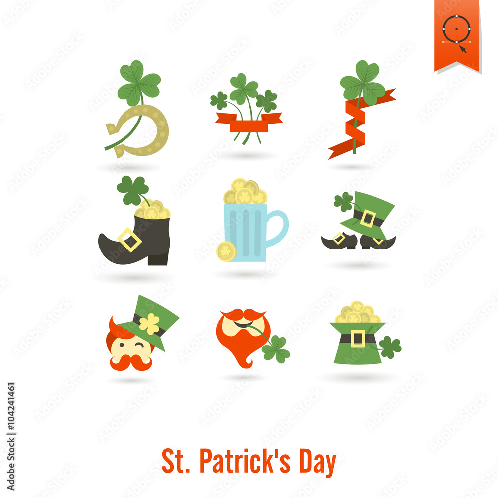 Fototapeta premium Saint Patricks Day Isolated Icon Set