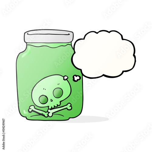 thought bubble cartoon jar with skull