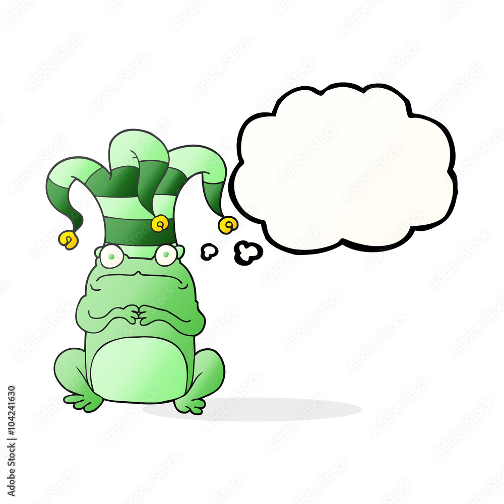 thought bubble cartoon nervous frog wearing jester hat thought bubble cartoon nervous frog wearing jester hat