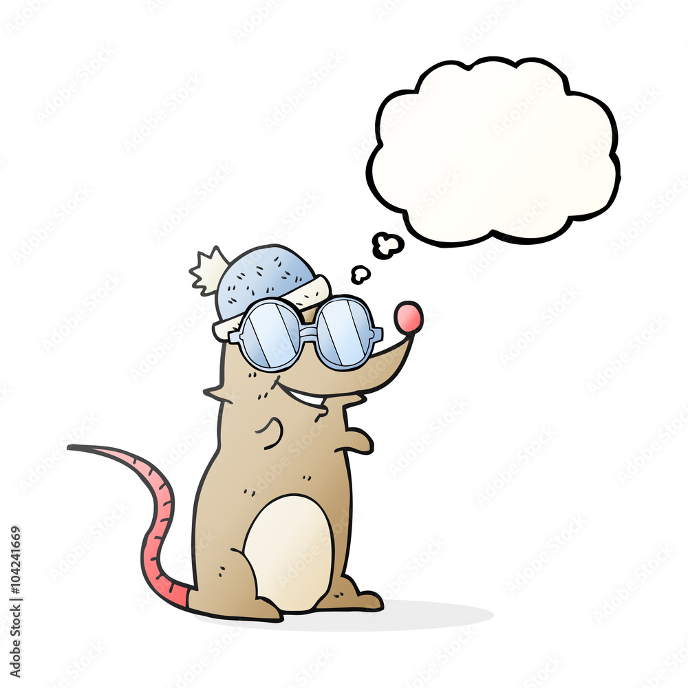 thought bubble cartoon mouse wearing glasses and hat thought bubble cartoon mouse wearing glasses and hat