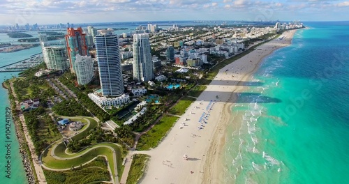 Aerial 4K video of South Point, South Beach, Miami, Florida