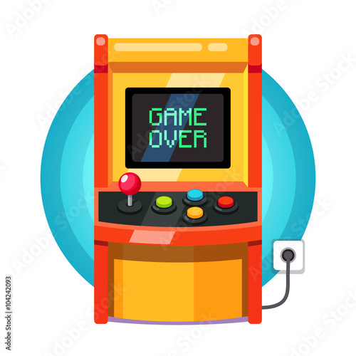 Retro arcade machine plugged in