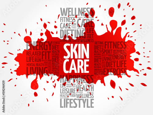 Skin care word cloud  health cross concept