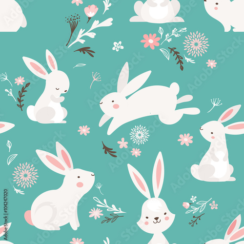 Easter seamless pattern design with bunnies