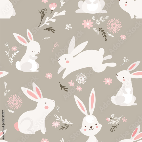 Easter seamless pattern design with bunnies