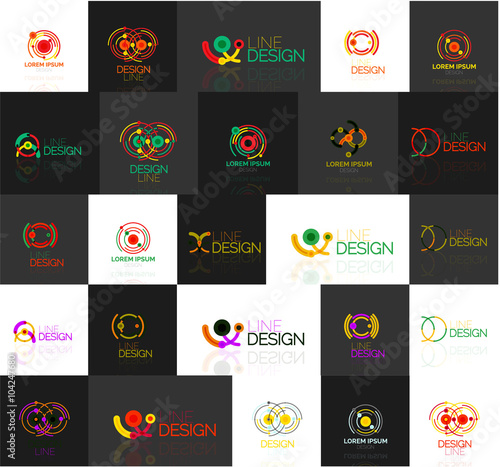 Outline swirl and circle minimal abstract geometric logo set