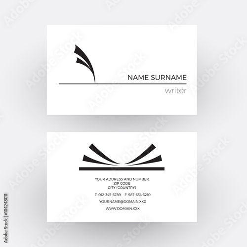 Vector abstract pen with feather, concept of writer. Business ca
