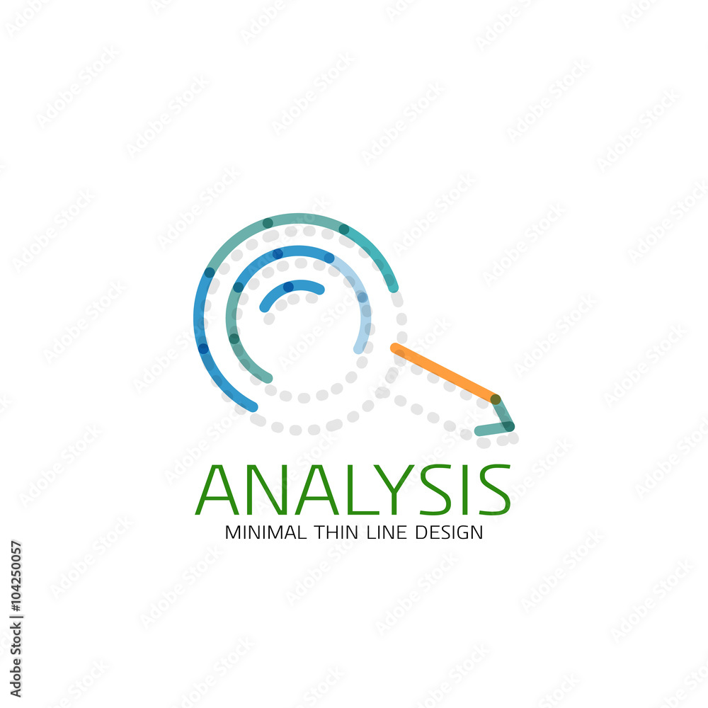 Vector thin line design logo magnifying glass, search and find or zoom logotype concept. Linear minimalistic business icon Vector thin line design logo magnifying glass, search and find or zoom logotype concept. Linear minimalistic business icon