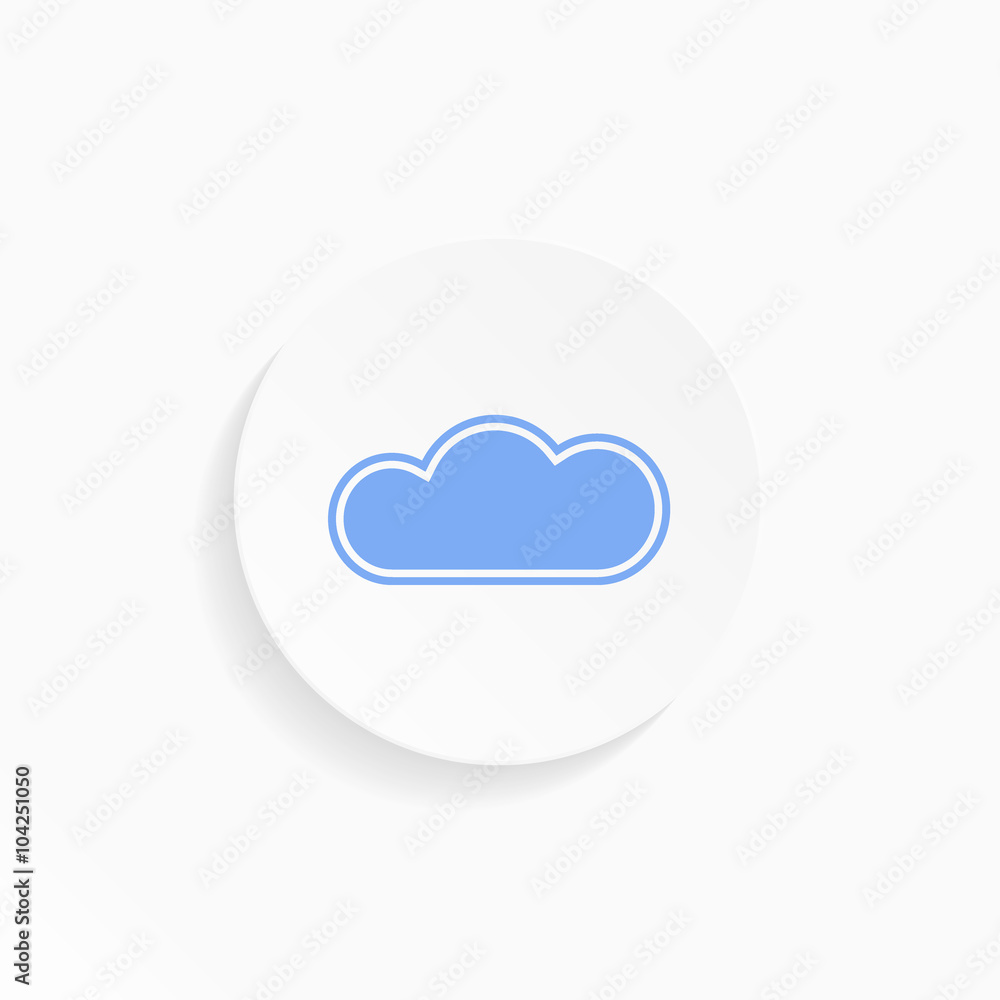 Vector icon - blue cloud in a white circle Vector icon - blue cloud in a white circle