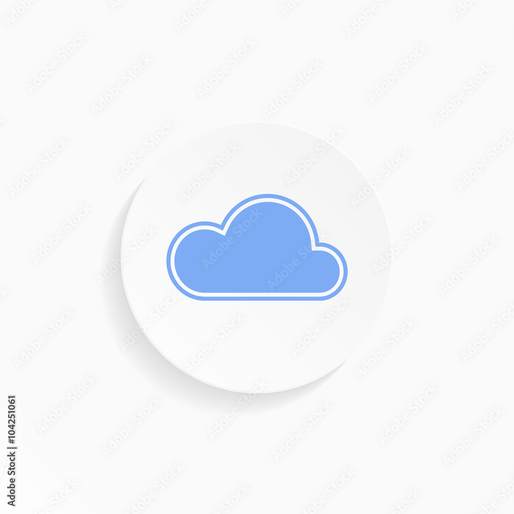 Vector icon - blue cloud in a white circle Vector icon - blue cloud in a white circle