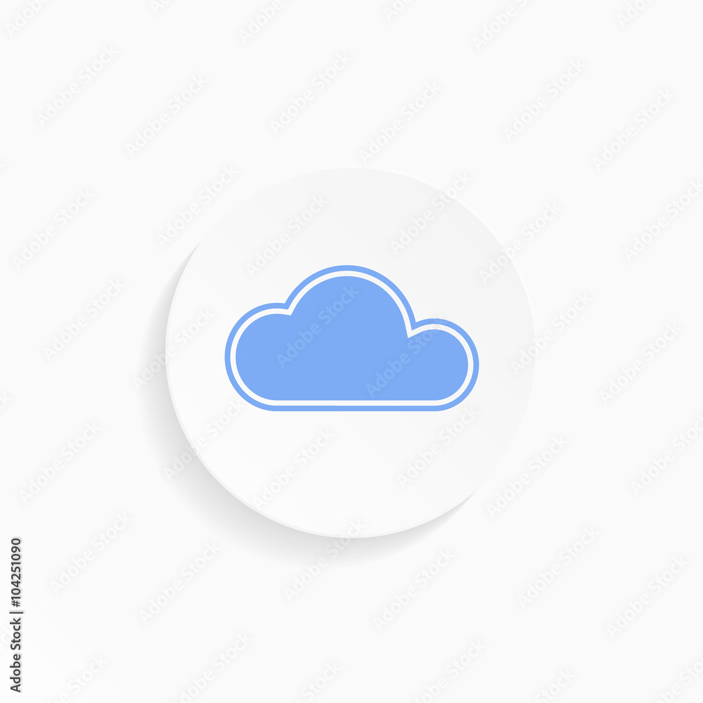 Vector icon - blue cloud in a white circle Vector icon - blue cloud in a white circle