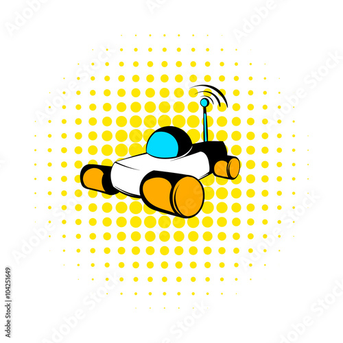 Mars exploration rover icon, comics style