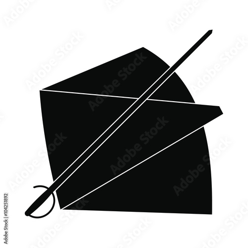 Cape and sword icon, simple style 