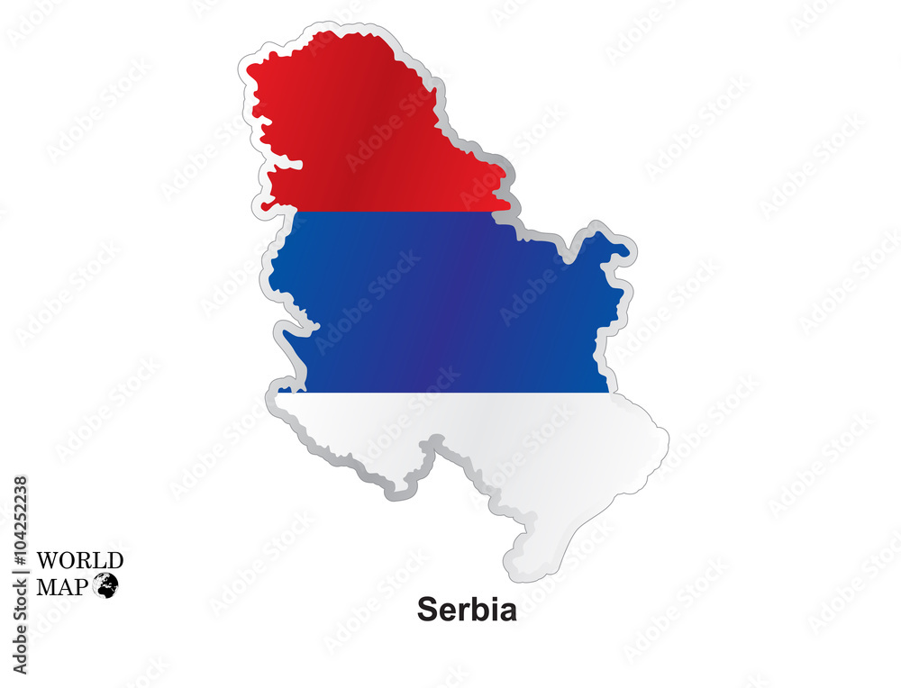 Obraz premium Map Serbia.Map with flag.
