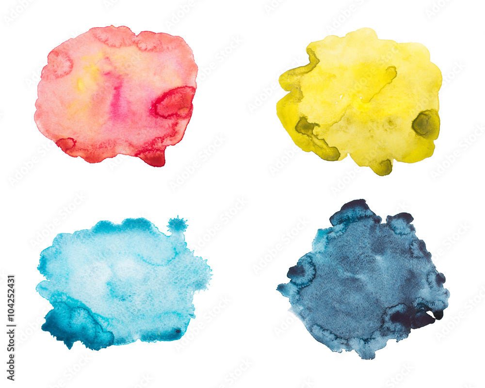 Set of watercolor blot, drop, isolated on white background. Set of watercolor blot, drop, isolated on white background.