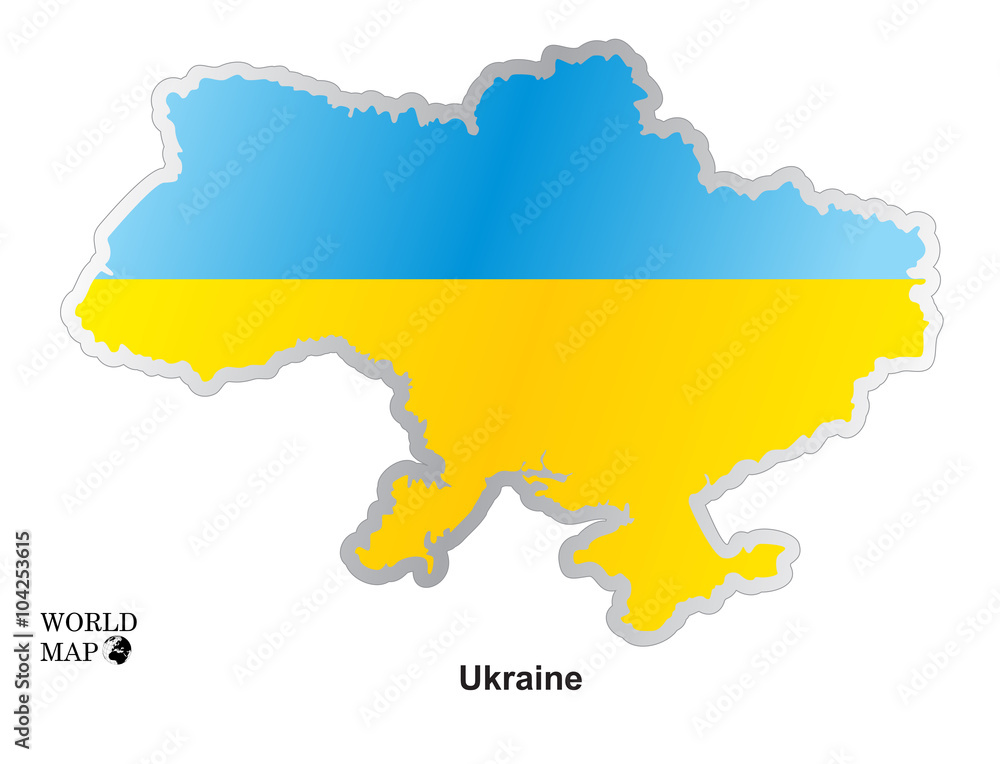 Map Ukraine.Map with flag.