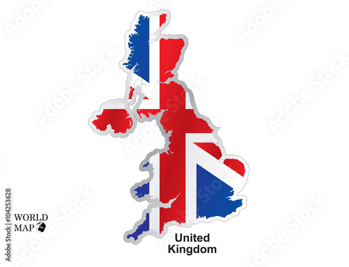Map United Kingdom. Map with flag.