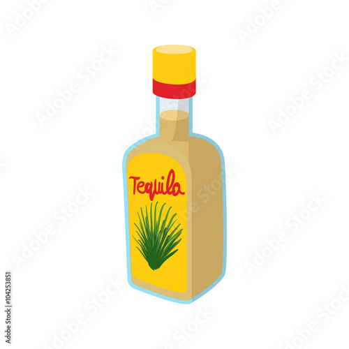 Tequila bottle icon, cartoon style