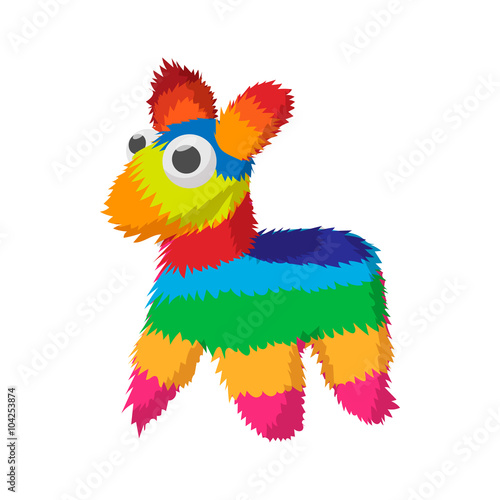 Colorful donkey icon, cartoon style 