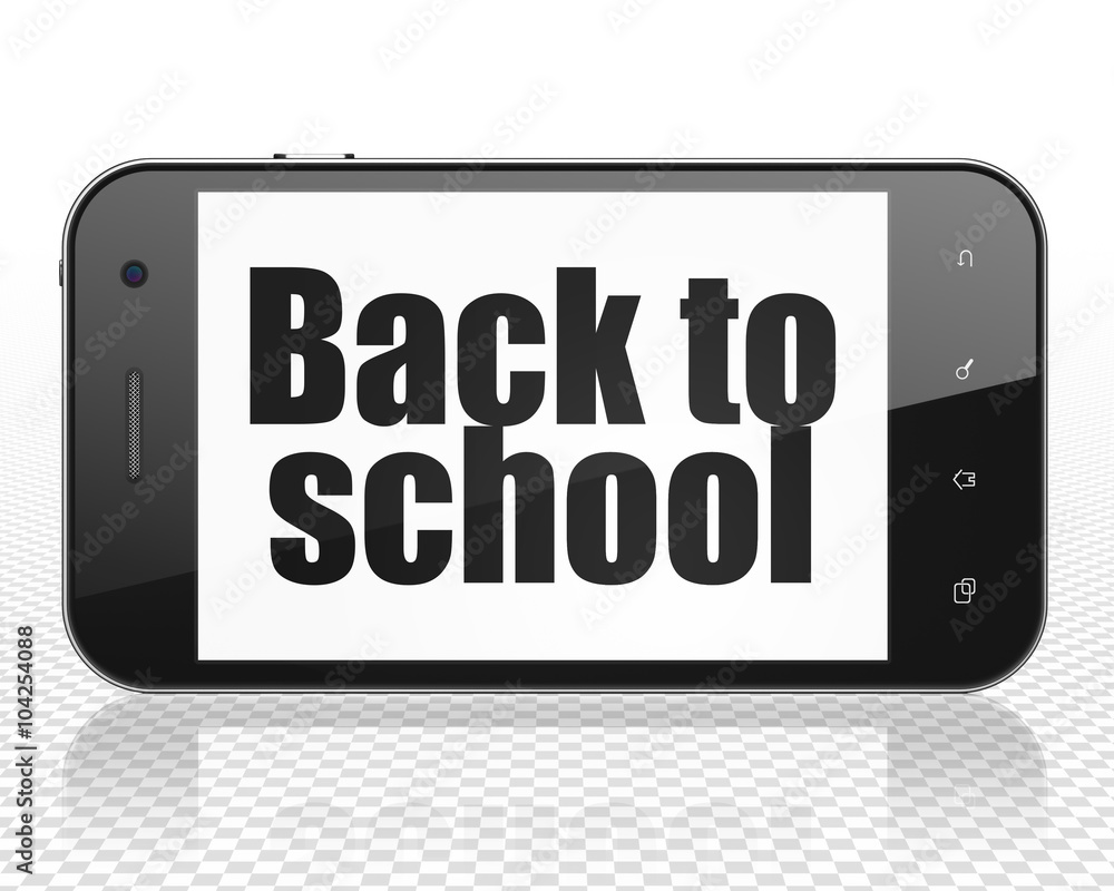 Education concept: Smartphone with Back to School on display Education concept: Smartphone with Back to School on display