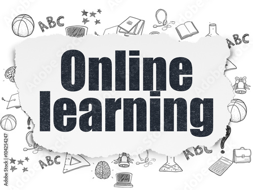 Learning concept  Online Learning on Torn Paper background