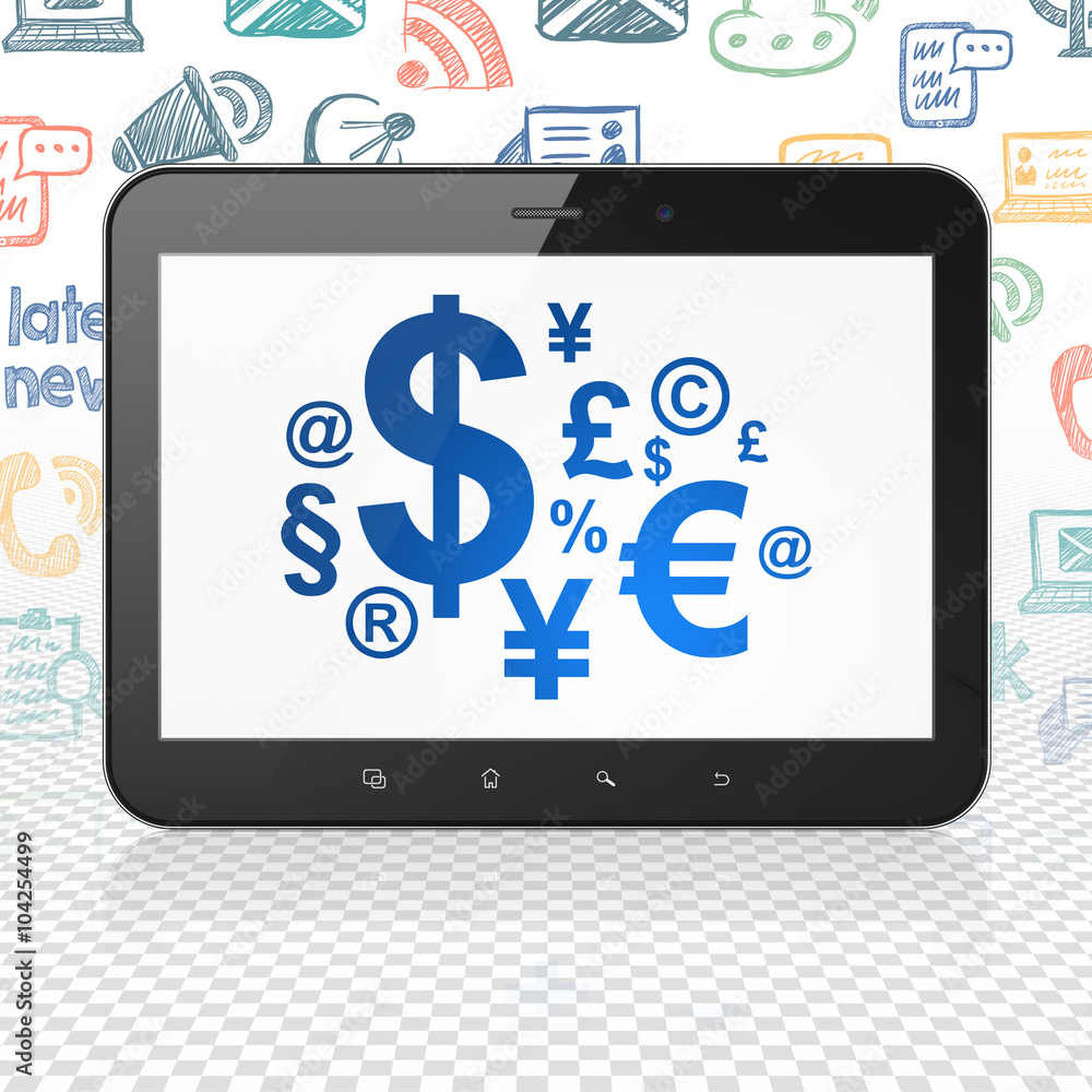 News concept: Tablet Computer with Finance Symbol on display News concept: Tablet Computer with Finance Symbol on display