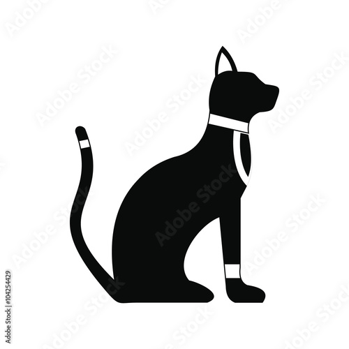 Black Egyptian cat icon, simple style