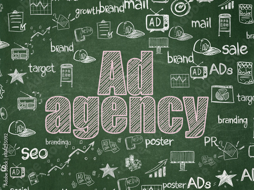 Advertising concept: Ad Agency on School Board background