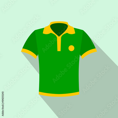 Brazilian yellow and green soccer shirt icon, flat style  photo