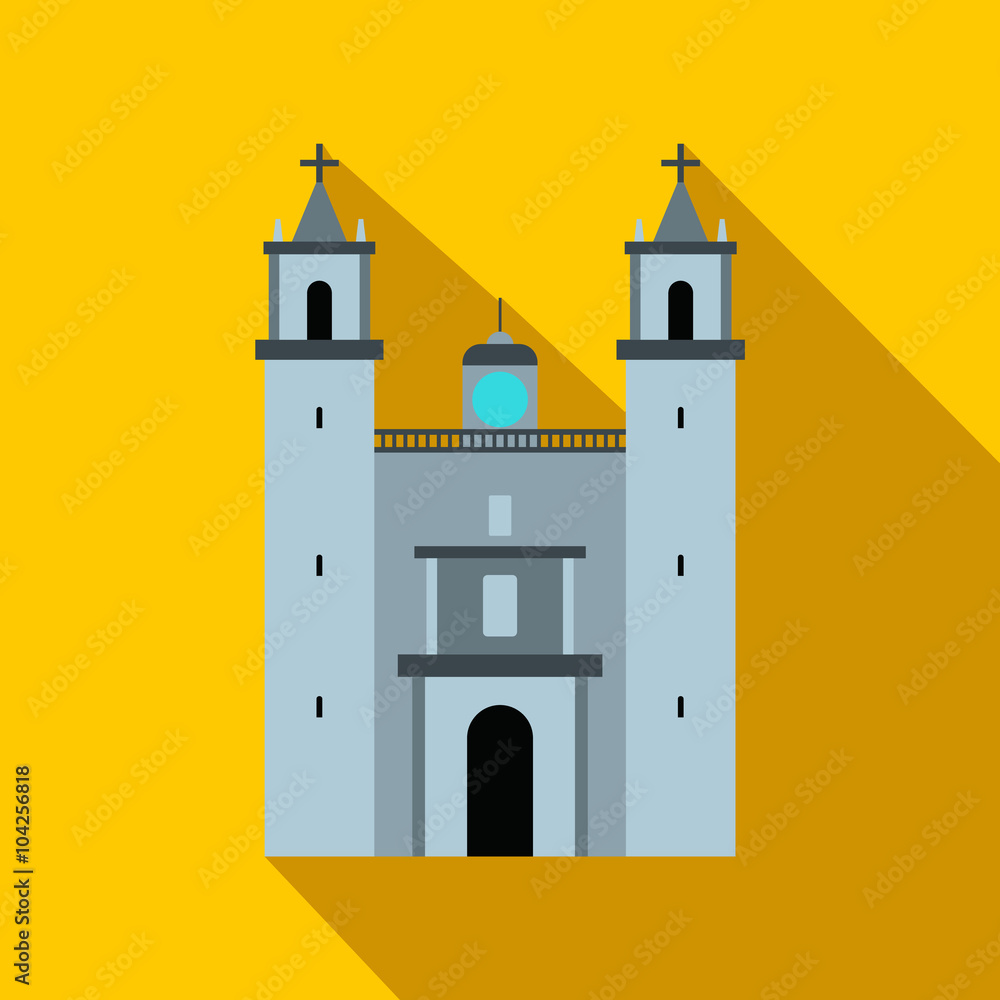 Cathedral in Valladolid, Mexico icon, flat style Cathedral in Valladolid, Mexico icon, flat style